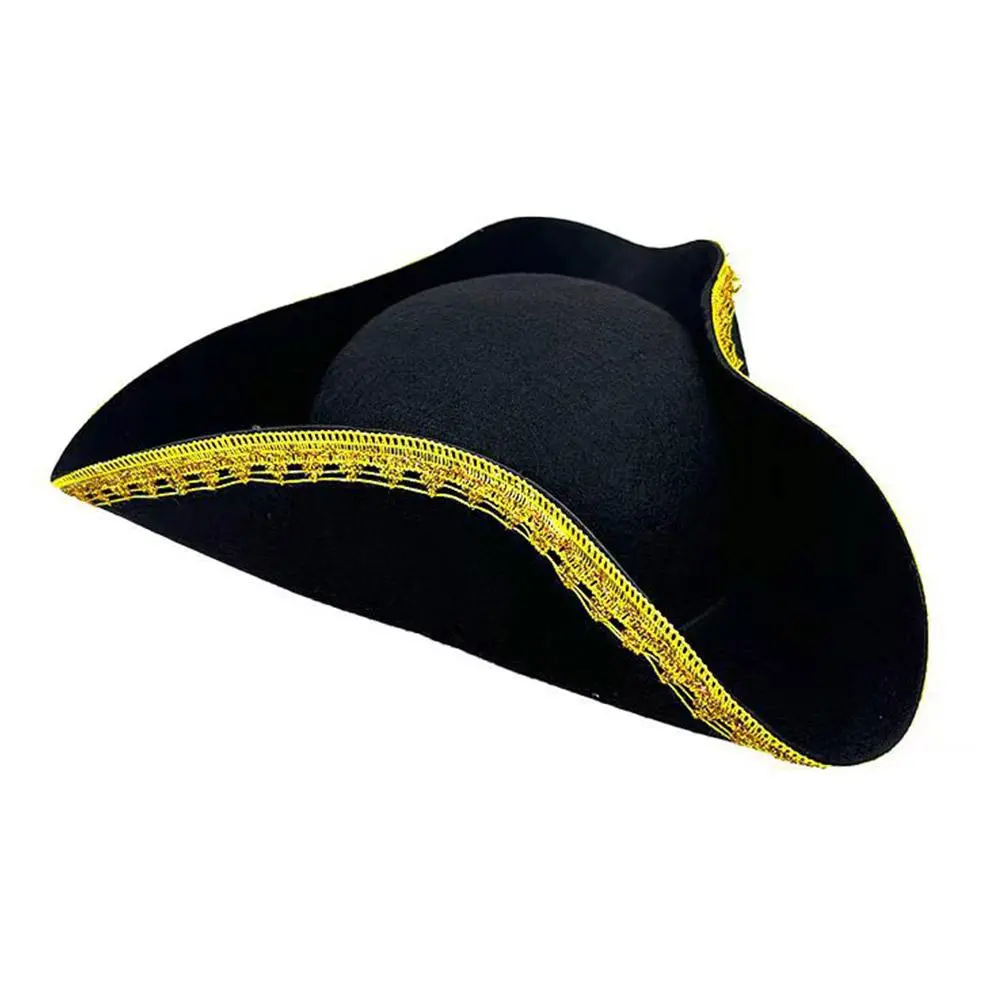 Funny Adult Colonial Tricorn Hat Cosplay Pirate Hat Unique Women Male Halloween Party Hat for Historical Reenactments