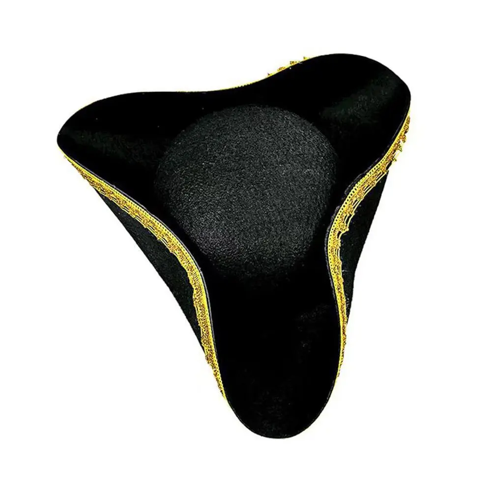 Funny Adult Colonial Tricorn Hat Cosplay Pirate Hat Unique Women Male Halloween Party Hat for Historical Reenactments