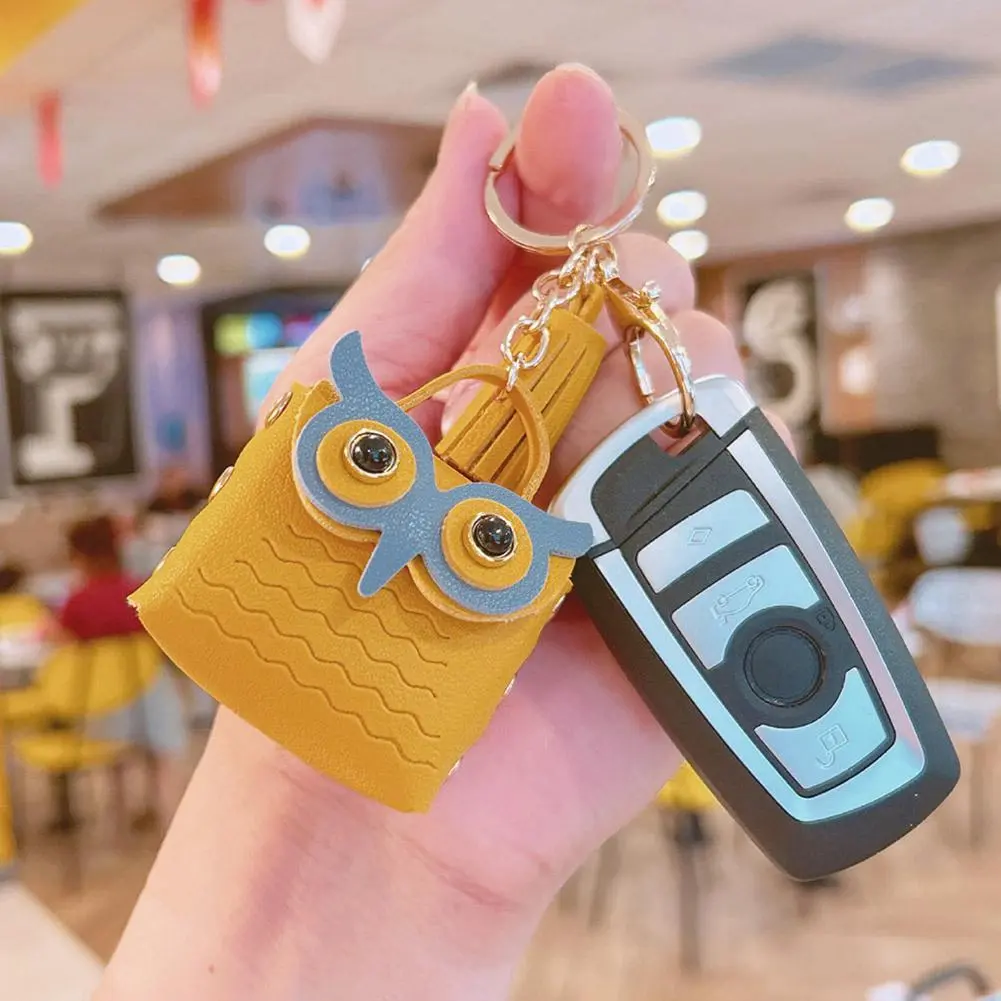 PU Leather Coin Purses Cute Key Bag Owl Coin Purse Mini School Bag Car Key Chain Pendant Lady Wallet Coin Purse Keychain