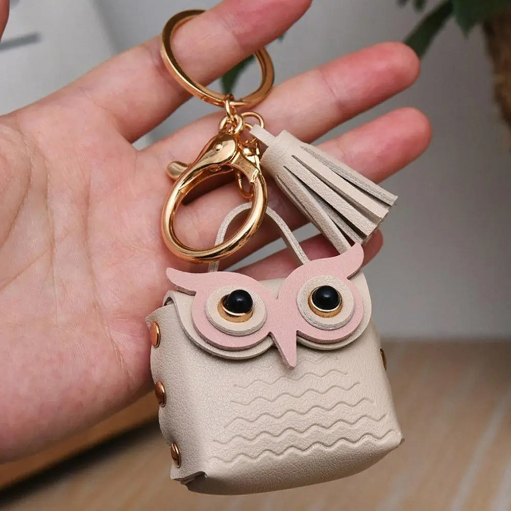 PU Leather Coin Purses Cute Key Bag Owl Coin Purse Mini School Bag Car Key Chain Pendant Lady Wallet Coin Purse Keychain