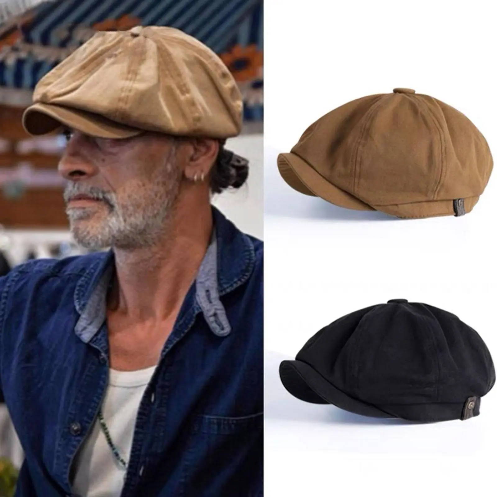 Retro British Style Newsboy Cap Men Cotton Ascot Cap Khaki Male Spring Summer Vintage Brand New Octagonal Flat Cap
