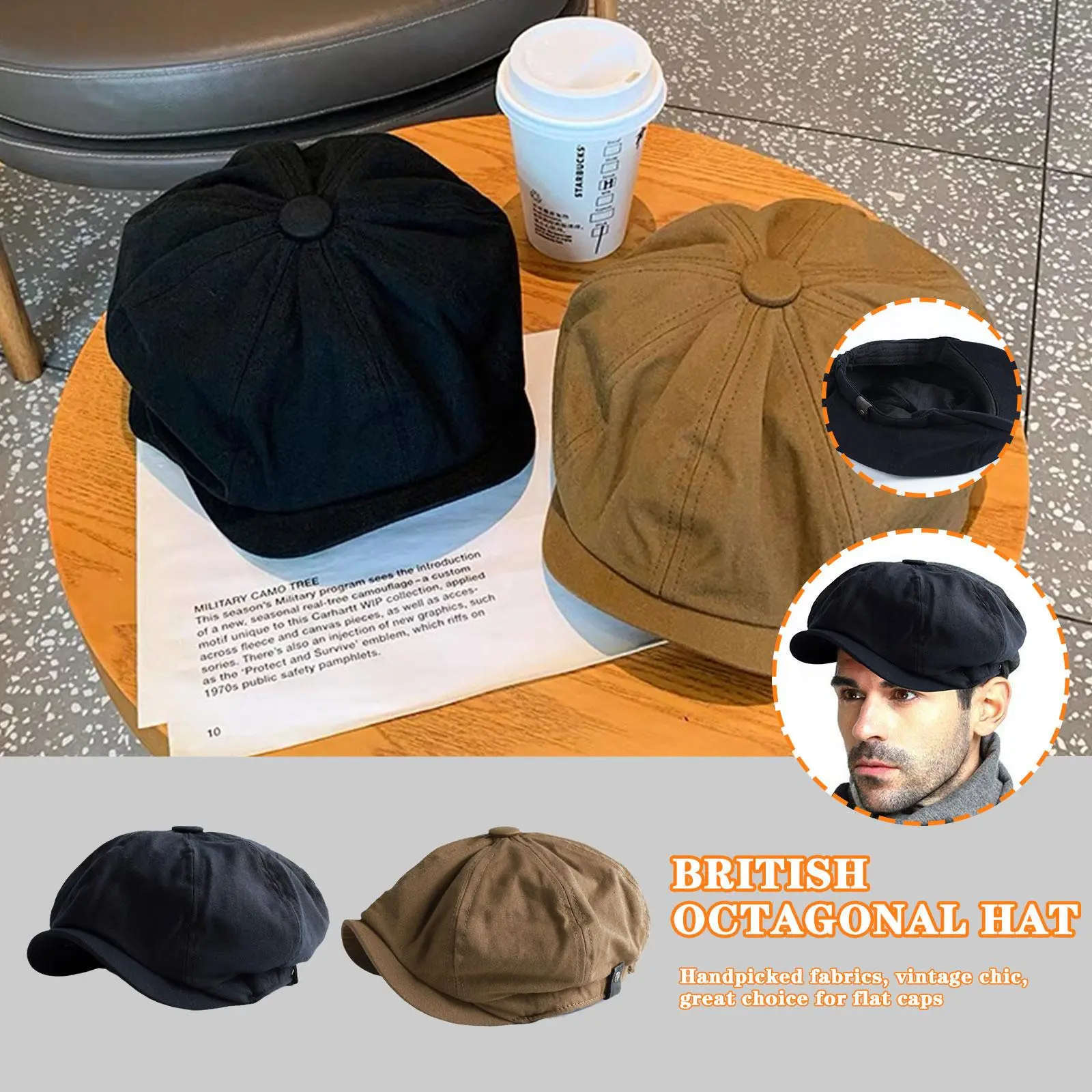 Retro British Style Newsboy Cap Men Cotton Ascot Cap Khaki Male Spring Summer Vintage Brand New Octagonal Flat Cap