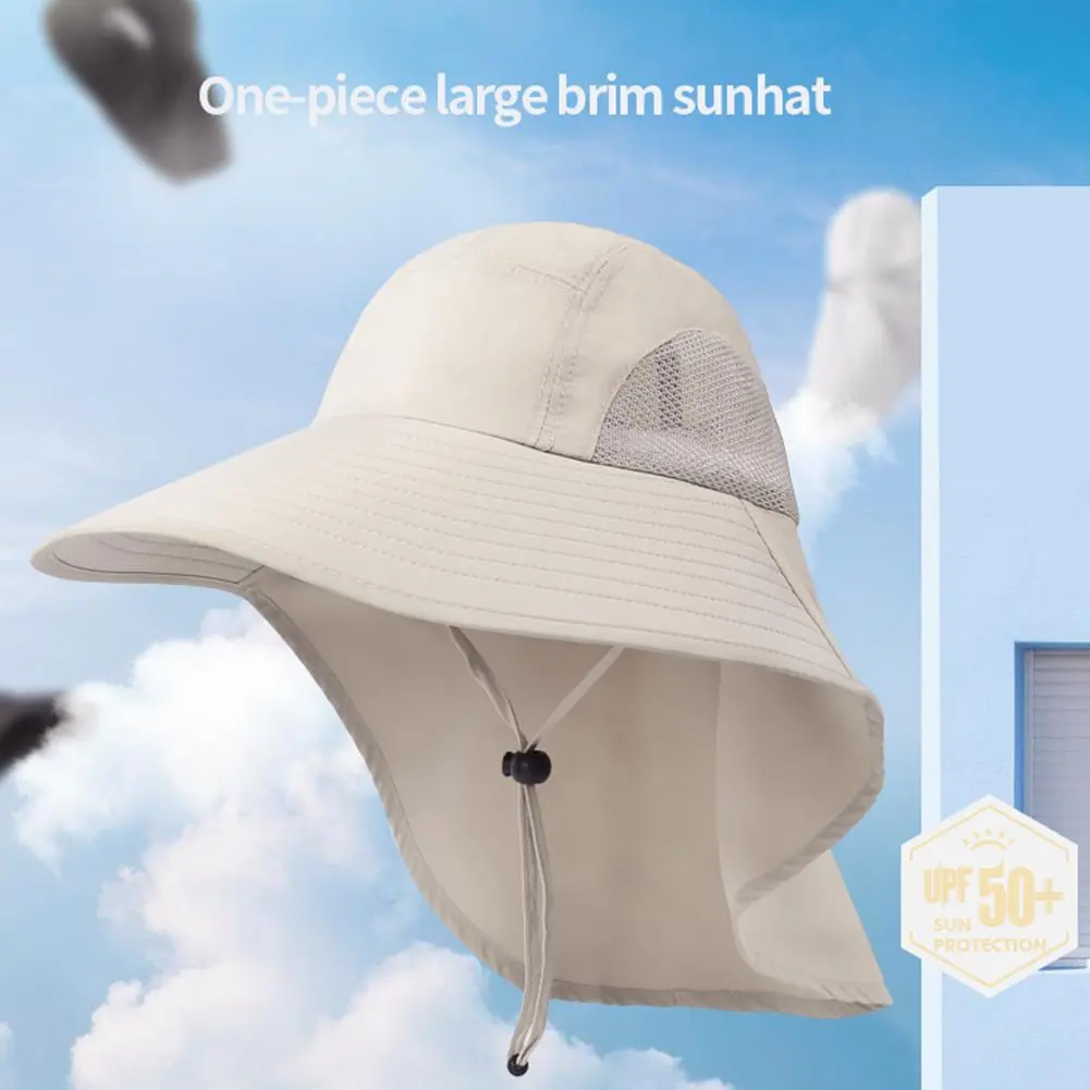 Men Women Summer Beach Sun Hat Breathable Adjustable Solid Color Hat for Outdoor Fishing Hiking Camping Summer Vacation