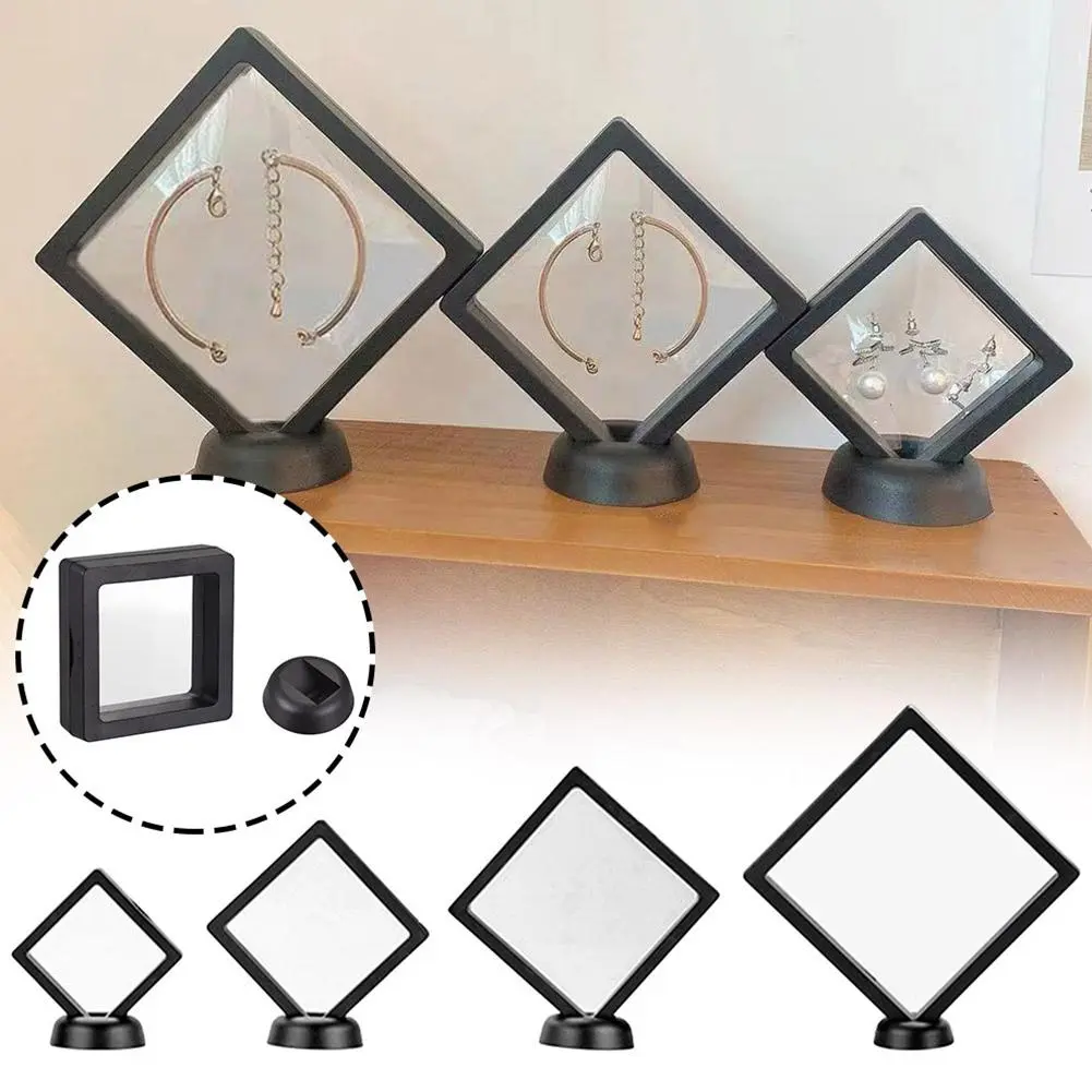 Floating Frame 3D Display Jewelry Box Suspension Storage PE Film Antioxidation Organizer Floating Flexi Frames Jewelry Holder
