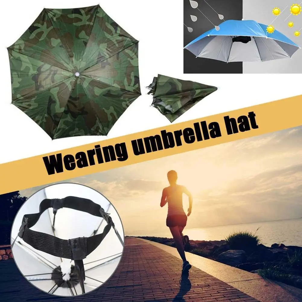 Foldable Outdoor Umbrella Hat Women Men Fishing Headwear Sun Cap Camping Fishing Headwear Cap Beach Head Hats