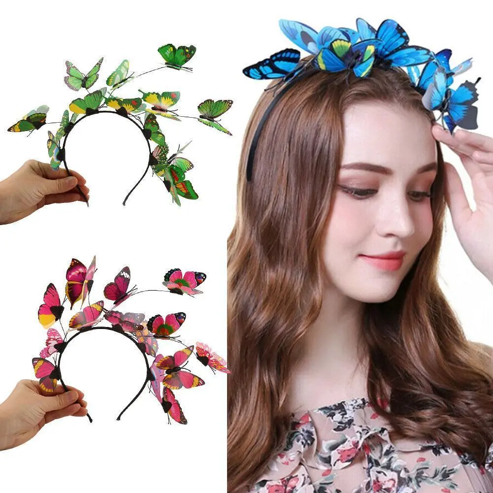 Fairy Wreath Headband Handmade Wedding Headwear Bride Super Fairy Ladies Garland Wedding Butterfly Headband Hair Accessories