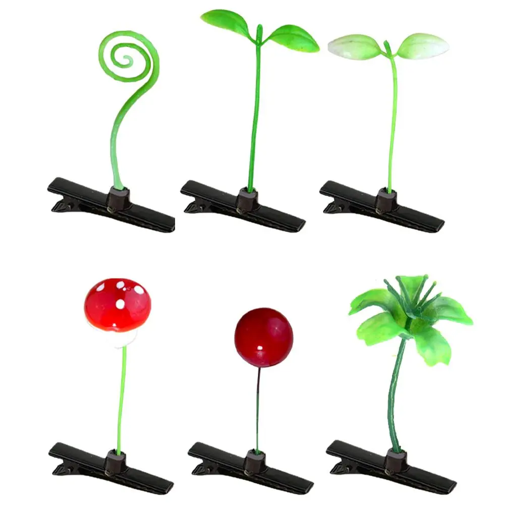 5Pcs Mini Bean Sprout Hair Grips Kids Sweet Girls Plant Grass Hairpin Printing Hair Clips Claw Kids Hairpins Hair Styling Tool