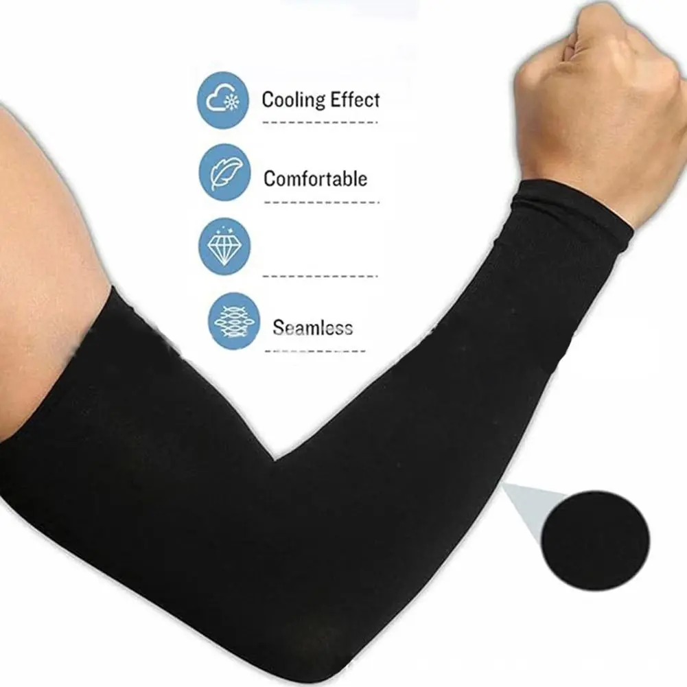 1 Pair Summer Sunscreen Sleeves Ice Silk Men's Plus Size Arm Protection UV Protection Gloves Arm Sleeves Quick Dry Arm Warmer