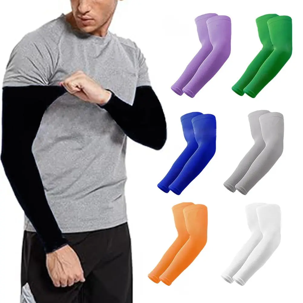 1 Pair Summer Sunscreen Sleeves Ice Silk Men's Plus Size Arm Protection UV Protection Gloves Arm Sleeves Quick Dry Arm Warmer