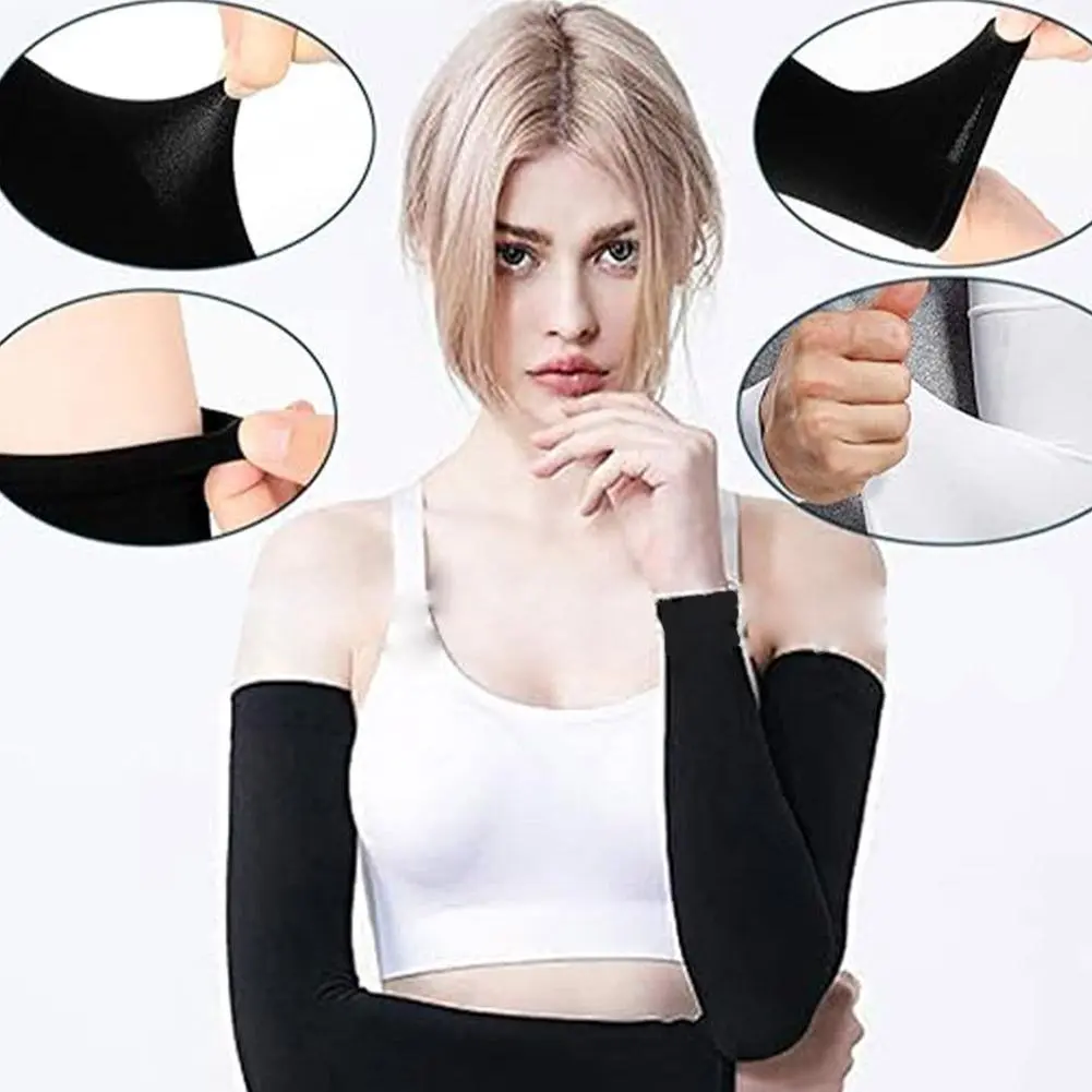 1 Pair Summer Sunscreen Sleeves Ice Silk Men's Plus Size Arm Protection UV Protection Gloves Arm Sleeves Quick Dry Arm Warmer