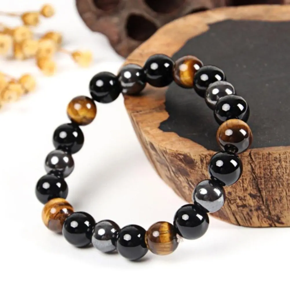8mm/10mm Tiger Eye Quartz Bracele Natural Stone Beaded Bracelets Tiger Eye Lava Stone Healing Bracelet For Men Women Q5L6