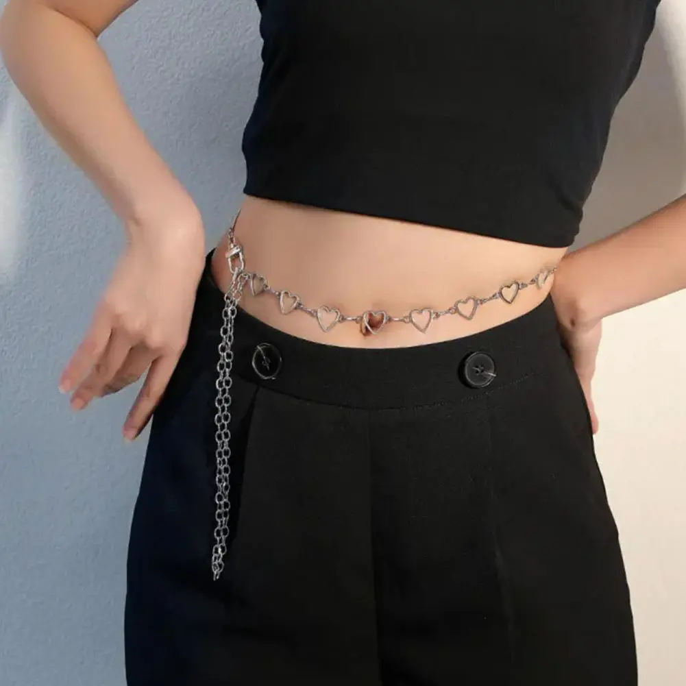 Women's Metal Waist Chain Fashion Heart Versatile Decoration Personalized Heart Waist Chain Women's Pant Chain with Jeans Dress