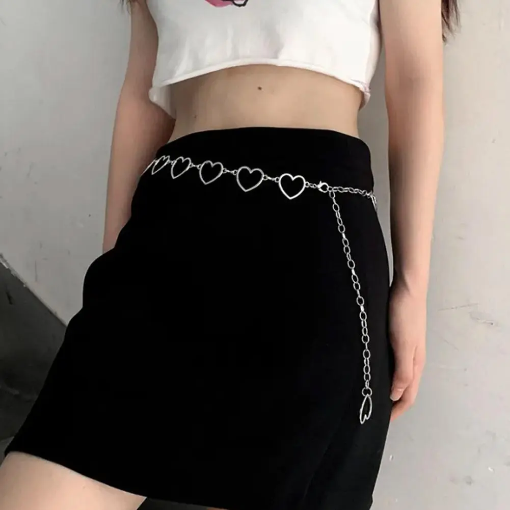 Women's Metal Waist Chain Fashion Heart Versatile Decoration Personalized Heart Waist Chain Women's Pant Chain with Jeans Dress