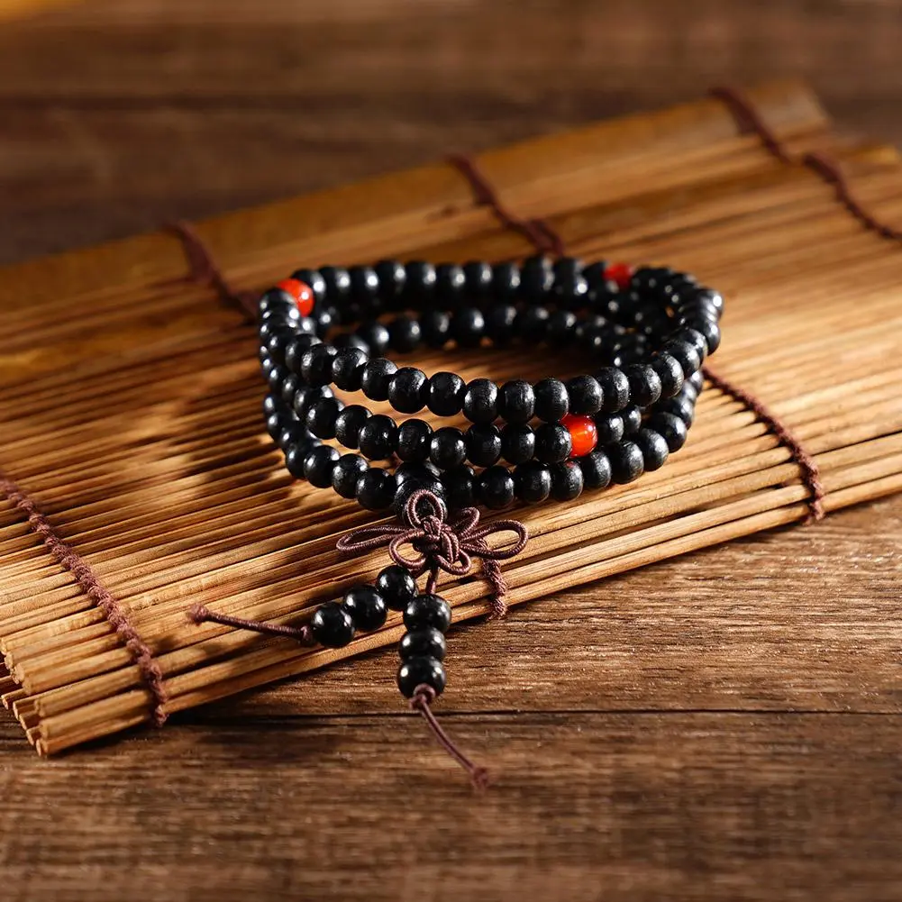 6mm Natural Sandalwood Buddhist Buddha Meditation 108 Beads Wood Prayer Bead Mala Bracelet Women Men Jewelry
