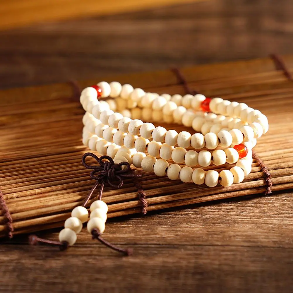 6mm Natural Sandalwood Buddhist Buddha Meditation 108 Beads Wood Prayer Bead Mala Bracelet Women Men Jewelry