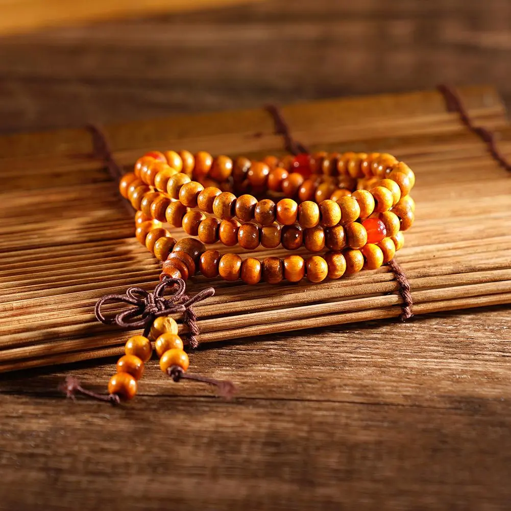 6mm Natural Sandalwood Buddhist Buddha Meditation 108 Beads Wood Prayer Bead Mala Bracelet Women Men Jewelry