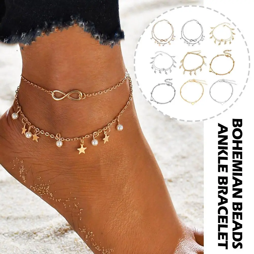 Bohemian Beads Ankle Bracelet for Women Leg Chain Round Tassel Anklet Summer Vintage Foot Jewelry Accessories