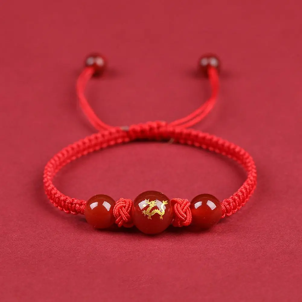 Chinese Style Dragon Bracelet 2025 Snake Dragon Year Lucky Red Rope Bracelet Xmas Near Year Gift