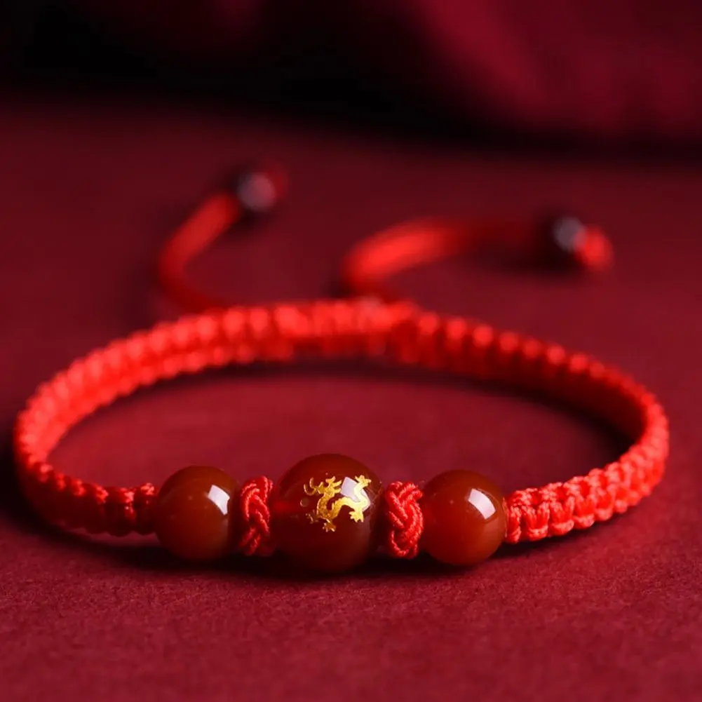 Chinese Style Dragon Bracelet 2025 Snake Dragon Year Lucky Red Rope Bracelet Xmas Near Year Gift