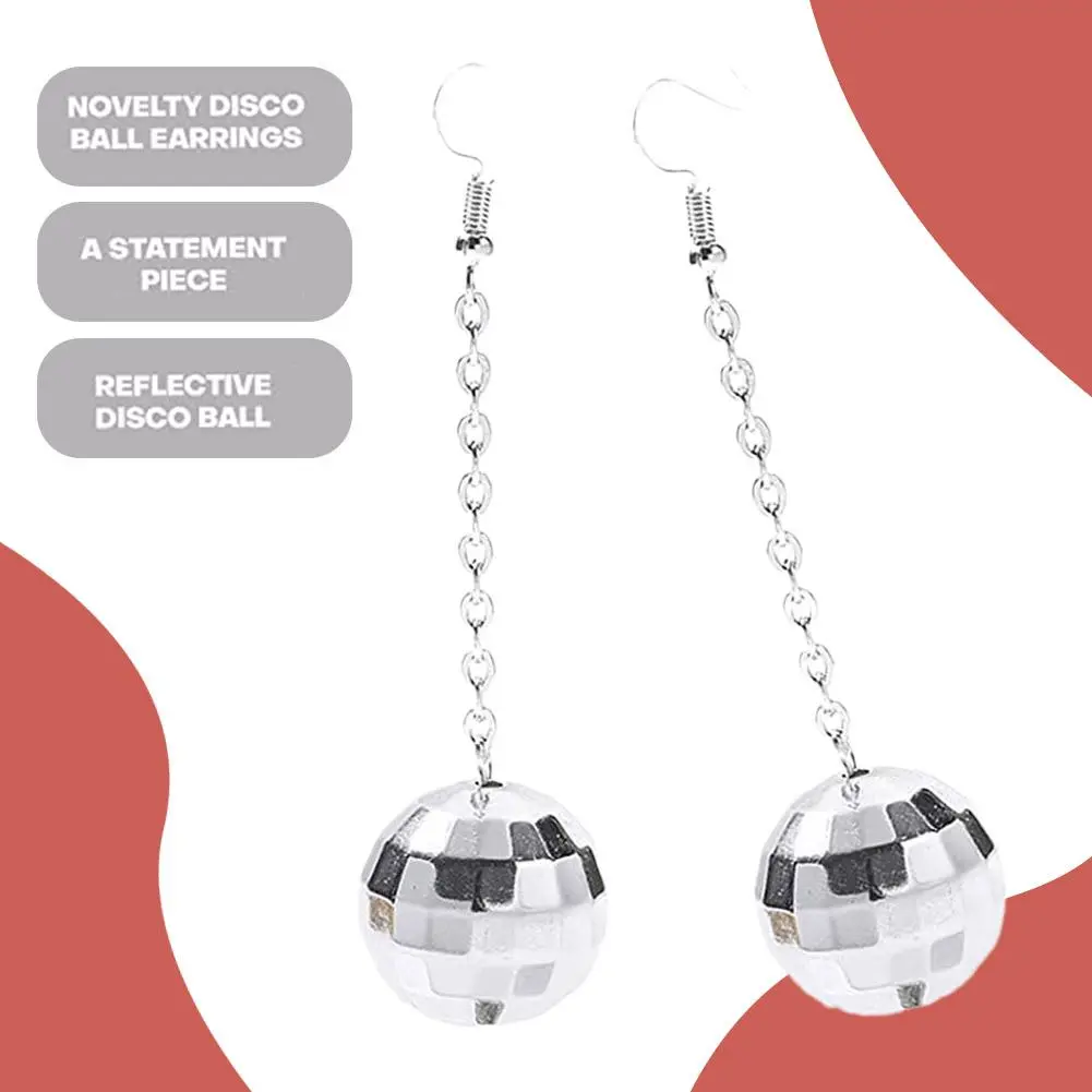 Retro Disco Ball Drop Earrings Women Boho Round Luxury Mirror Party Reflect Earrings Ball Dangle Jewelry Light Disco Earring