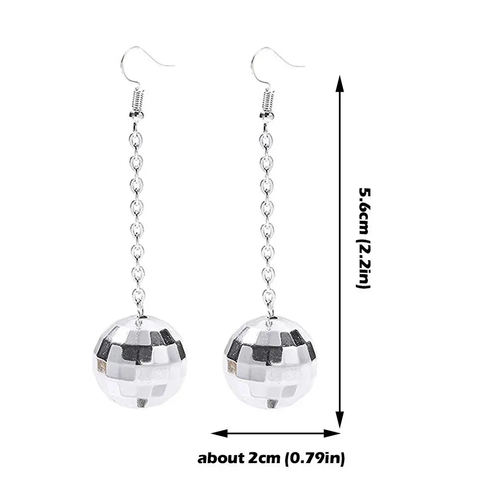Retro Disco Ball Drop Earrings Women Boho Round Luxury Mirror Party Reflect Earrings Ball Dangle Jewelry Light Disco Earring