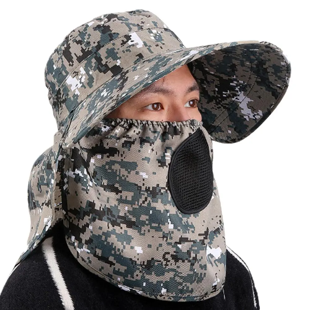 Summer Men Outdoor Sun Protection and Anti Splashing Women Sun Shading Anti Ultraviolet Fisherman Hats Shawl Outdoor Cap Unisex
