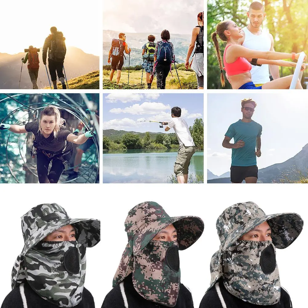 Summer Men Outdoor Sun Protection and Anti Splashing Women Sun Shading Anti Ultraviolet Fisherman Hats Shawl Outdoor Cap Unisex