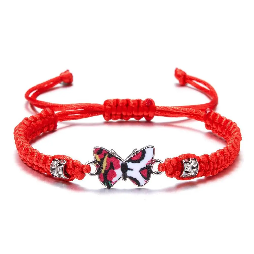 Fashion Handmade Purple Butterfly Flower Bracelet For Women Charm Sweet Animal Pendant Braided Bracelets & Bangle Jewelry