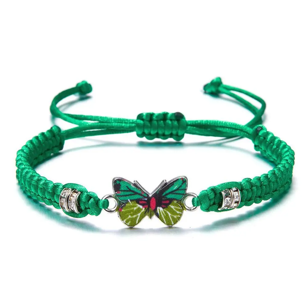 Fashion Handmade Purple Butterfly Flower Bracelet For Women Charm Sweet Animal Pendant Braided Bracelets & Bangle Jewelry