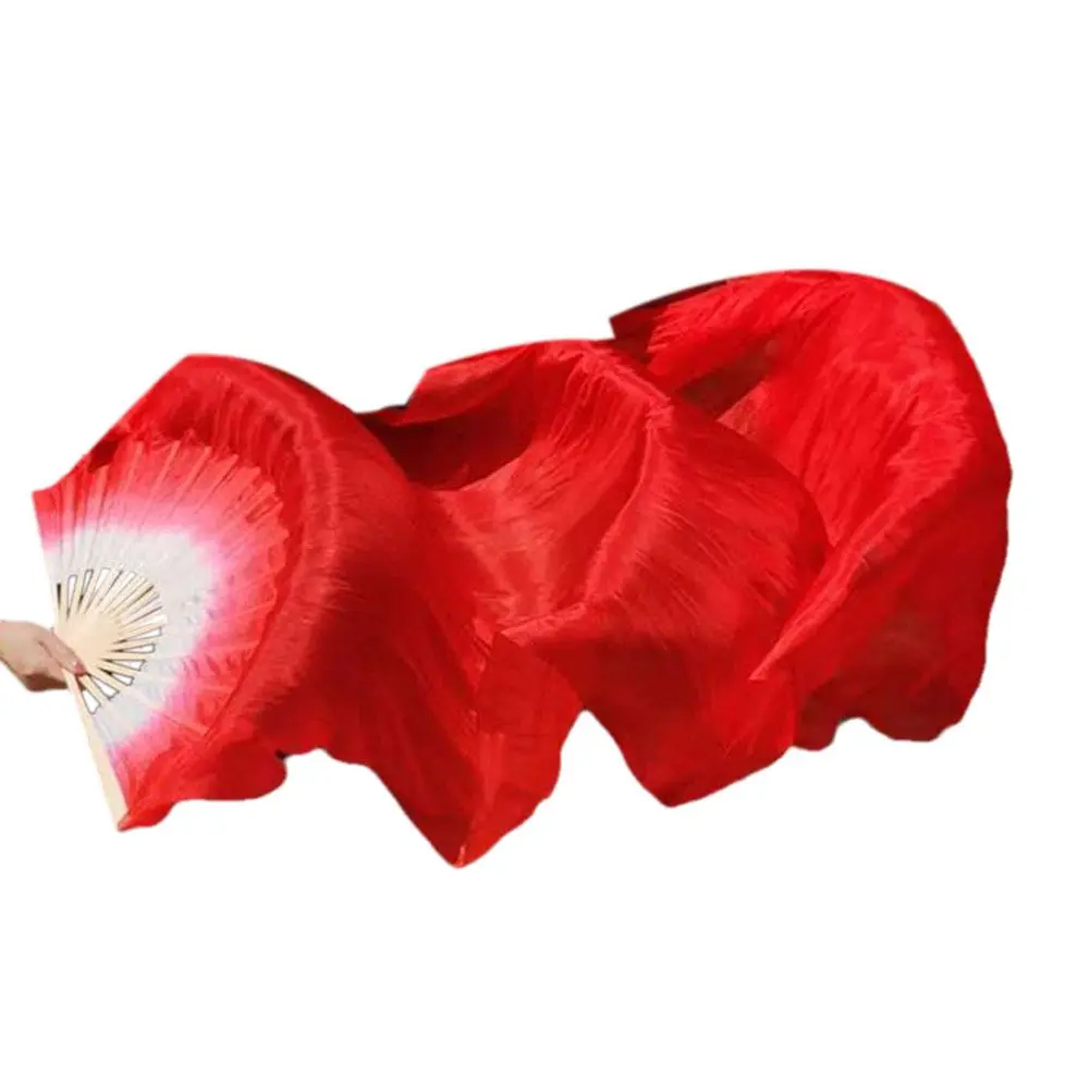 Women Belly Dance Silk Fans Children's Fan for Dancing Extended Double-Sided Adult Bamboo Performance Gradient Color Dance Fans