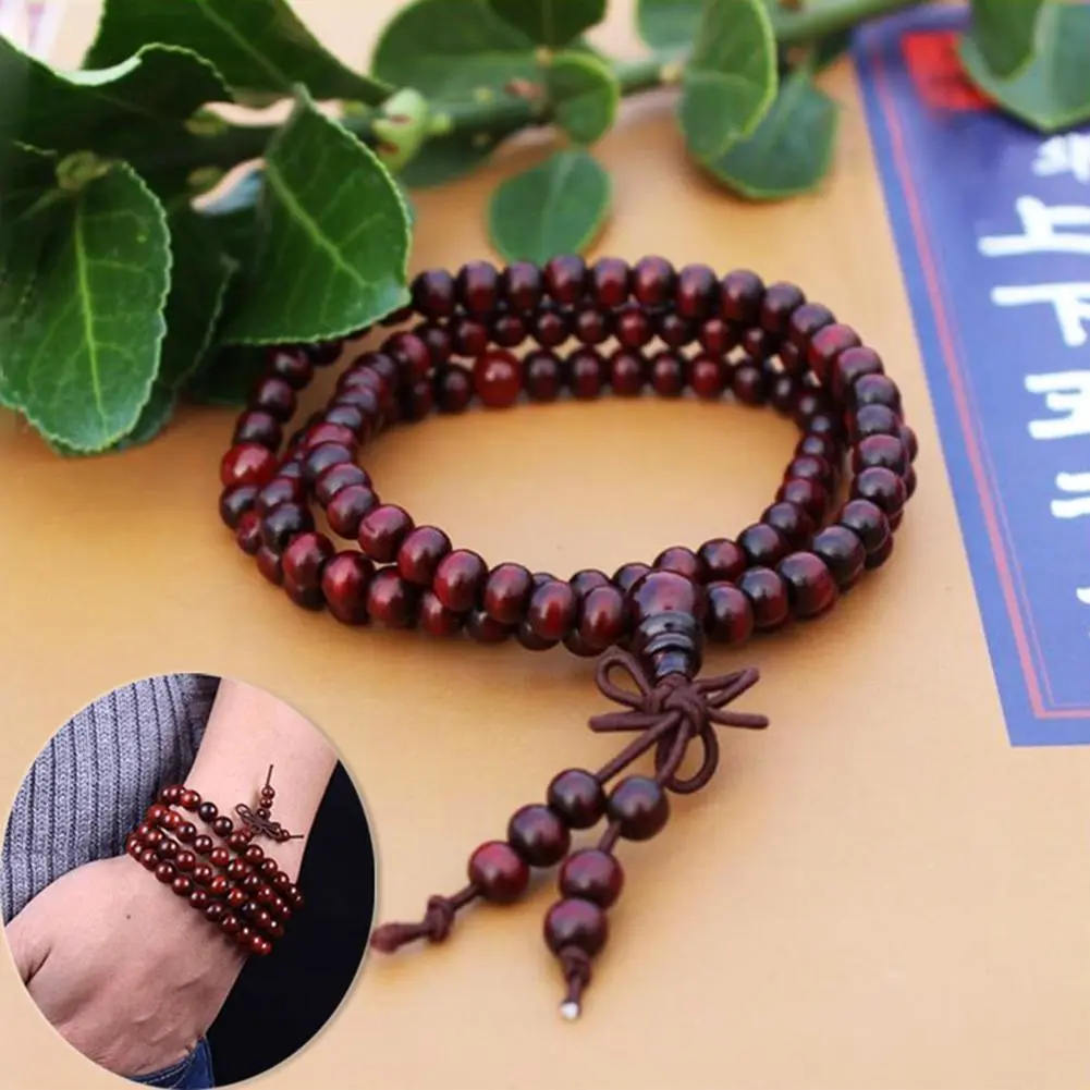 108 Beads 6mm Natural Sandalwood Buddhist Buddha Meditation Wood Prayer Bead Mala Bracelet Bangles Women Men Jewelry Bijoux