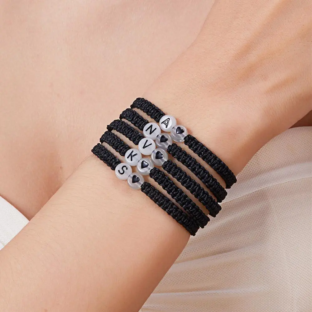 Luminous 26 Letters Initial Heart Bracelets Handmade Adjustable A-Z Braided Bracelets for Women Men Friendship Jewelry