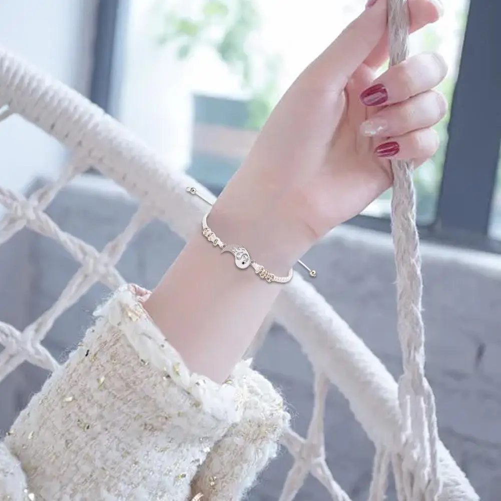 2Pcs/set Dragon Tai Chi Braided Bracelet for Women Men Best Friends Adjustable Yin Yang Bracelets Fashion Couple Jewelry
