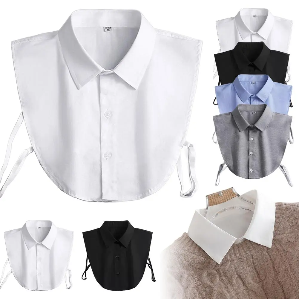 Women Fashion Solid Colour Black White Vertical Small Flip Collar Detachable Versatile Shirt Jumper Jumper Fashion False Collar
