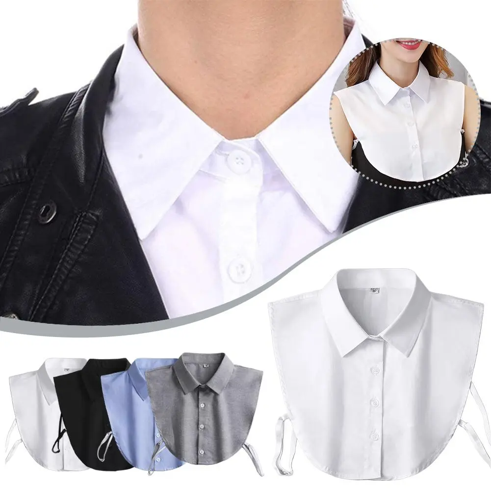 Women Fashion Solid Colour Black White Vertical Small Flip Collar Detachable Versatile Shirt Jumper Jumper Fashion False Collar