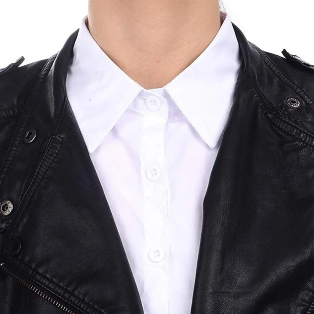 Women Fashion Solid Colour Black White Vertical Small Flip Collar Detachable Versatile Shirt Jumper Jumper Fashion False Collar