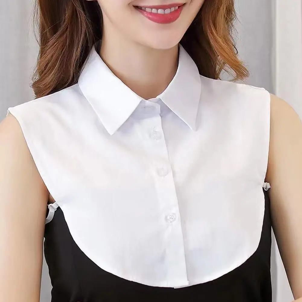 Women Fashion Solid Colour Black White Vertical Small Flip Collar Detachable Versatile Shirt Jumper Jumper Fashion False Collar