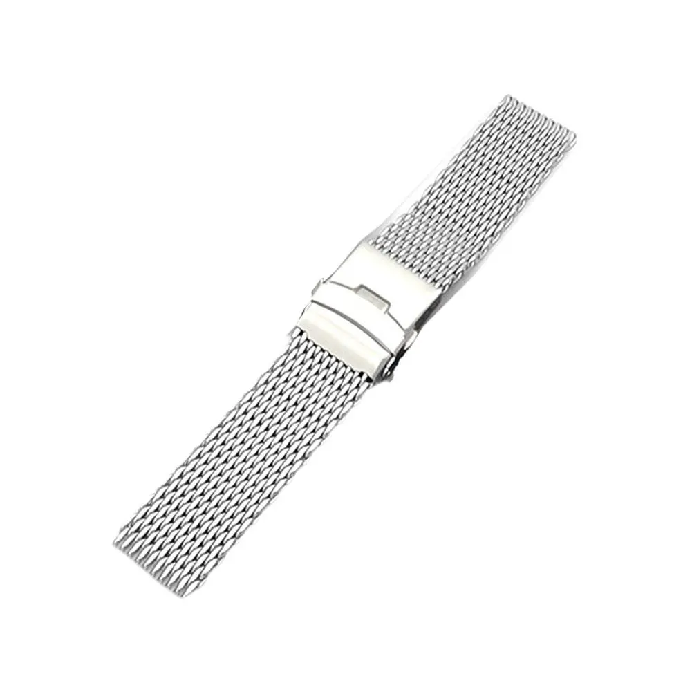 18/20/22/24mm Steel Dive Shark Mesh For Milanese Watch Bracelet Strap Band Weaving Double Snap Strap Woven Watch Straps
