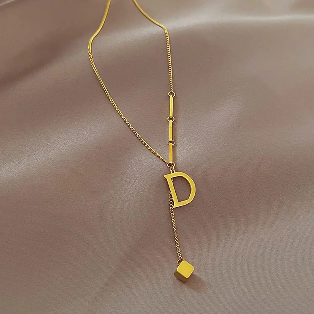 Stainless Steel Initial Letter Necklace For Women Gold Color 26 Alphabet Pendant Choker Clavicle Chain Necklace Jewelry Gift
