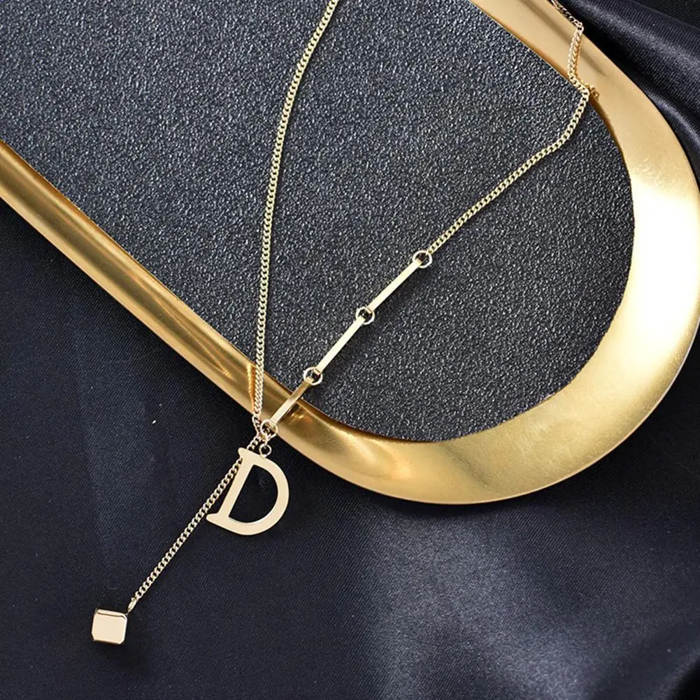 Stainless Steel Initial Letter Necklace For Women Gold Color 26 Alphabet Pendant Choker Clavicle Chain Necklace Jewelry Gift