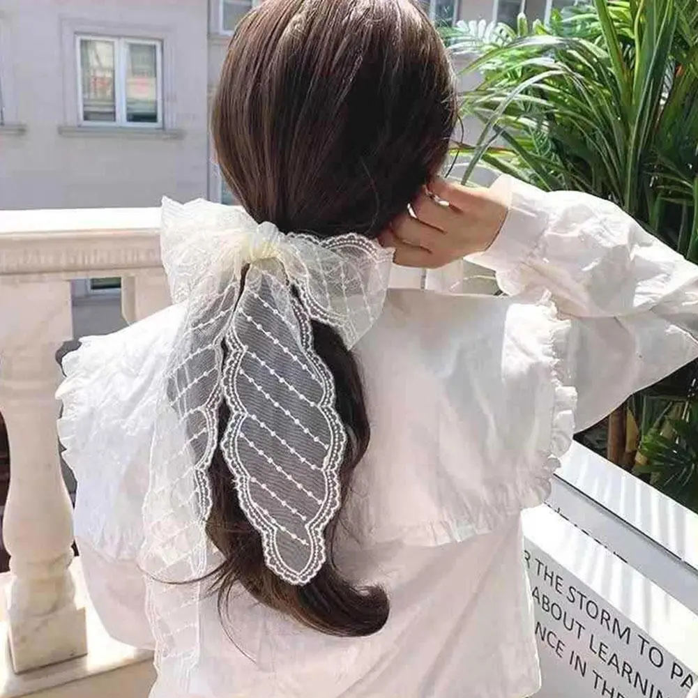 Elegant Pearl Lace Hairband Necklace Women's Long Scarf Multi-Functional Silk Scarf Korean Style Versatile Fashion Accessory