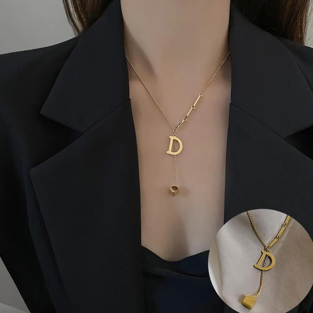 Stainless Steel Initial Letter Necklace For Women Gold Color 26 Alphabet Pendant Choker Clavicle Chain Necklace Jewelry Gift