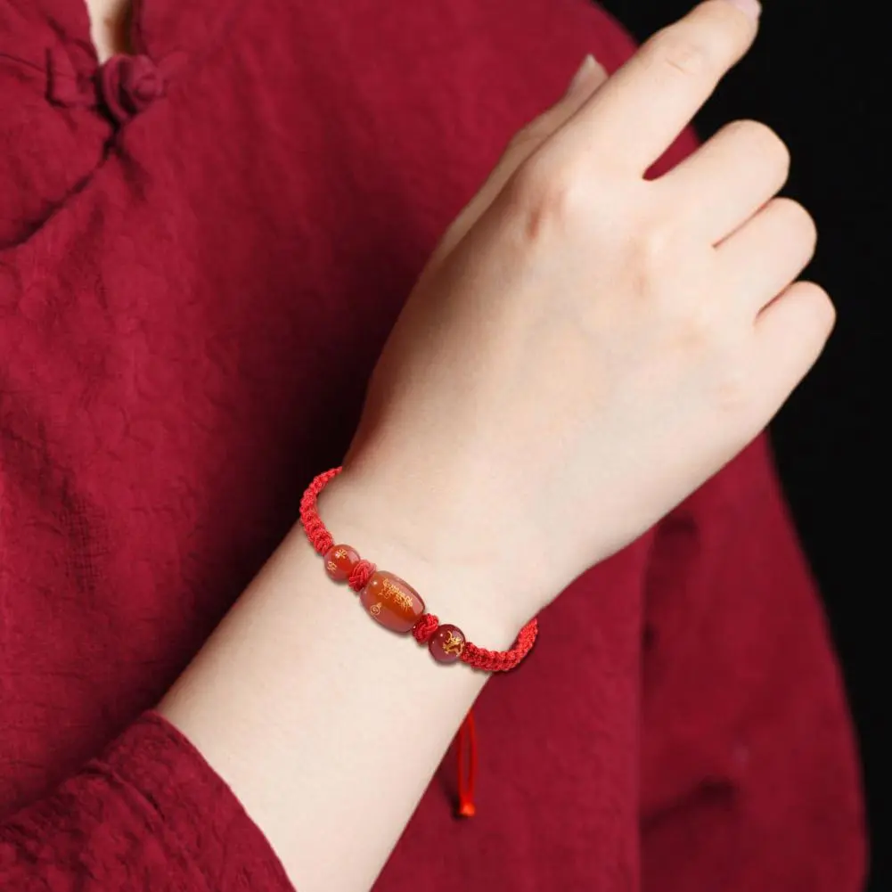 Adjustable Traditional Chinese Dragon Red Hand Rope Hand Woven String Lucky Bracelet Bracelet Chinese Red String Accessories