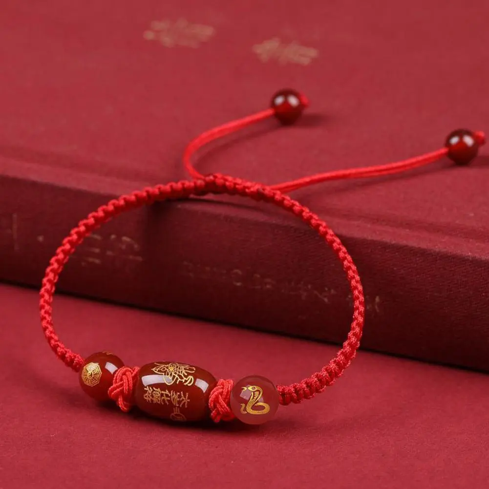 Adjustable Traditional Chinese Dragon Red Hand Rope Hand Woven String Lucky Bracelet Bracelet Chinese Red String Accessories