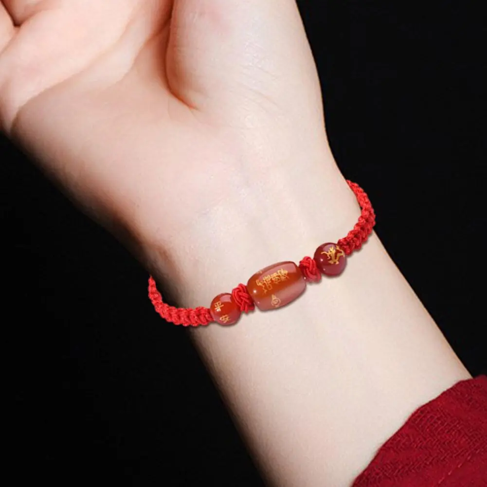 Adjustable Traditional Chinese Dragon Red Hand Rope Hand Woven String Lucky Bracelet Bracelet Chinese Red String Accessories