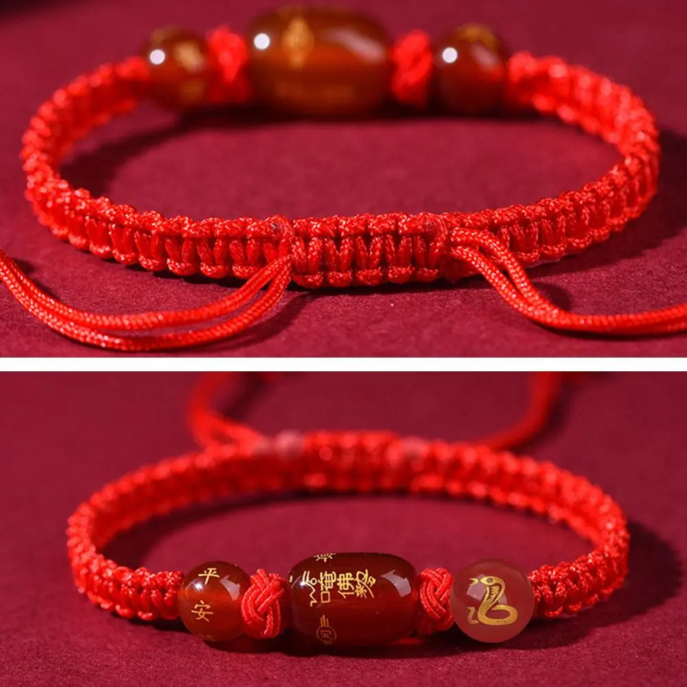 Adjustable Traditional Chinese Dragon Red Hand Rope Hand Woven String Lucky Bracelet Bracelet Chinese Red String Accessories