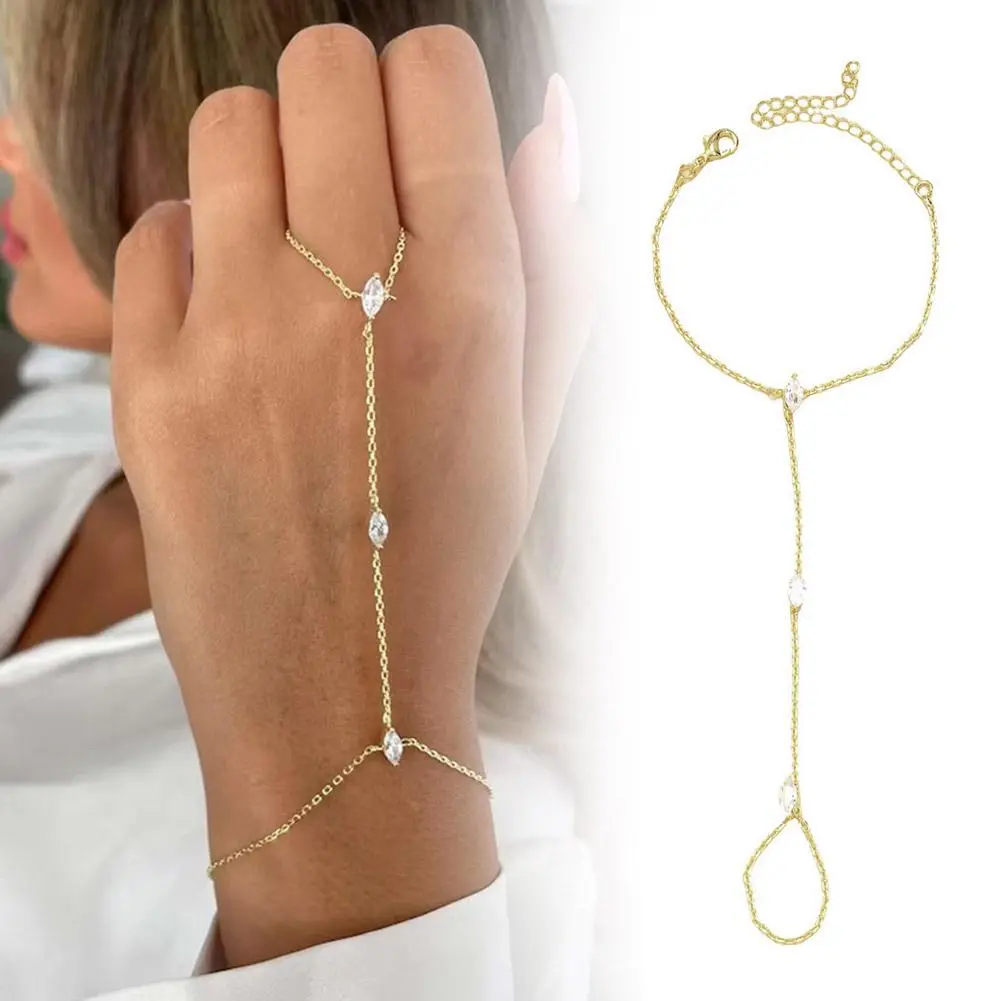 High-end 2025 Party Bling Zircon Crystal Bracelet Hand Chain For Women Rhinestone Thin Chain Finger Bracelet Jewelry Access I7S4