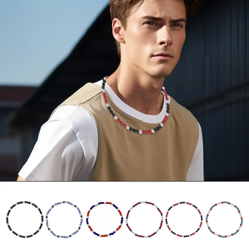 Trendy Baseball Necklace For Men Women Baseballer Inspired Beaded Necklace Unisex Rhinestone Discoball Necklace Jewelry Gif N2J7