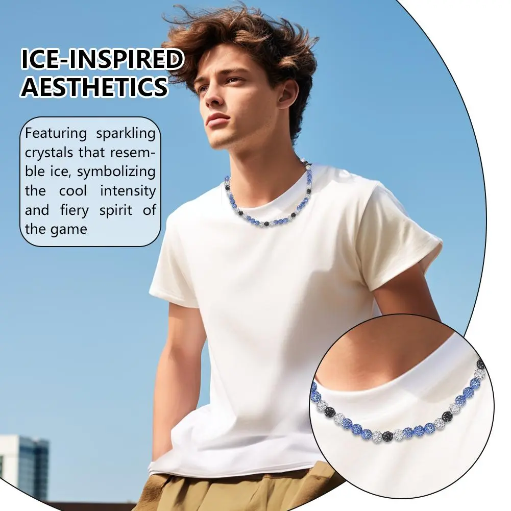 Trendy Baseball Necklace For Men Women Baseballer Inspired Beaded Necklace Unisex Rhinestone Discoball Necklace Jewelry Gif N2J7