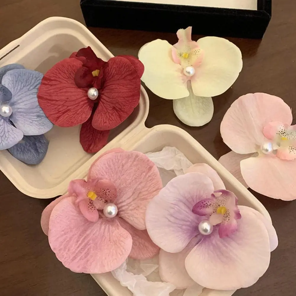 Bohemia Orchid Flowers Samll Hair Clips Hawaii Summer Flowers Hair Clips Hairpins Barrette For Wedding Party Hair Accessories